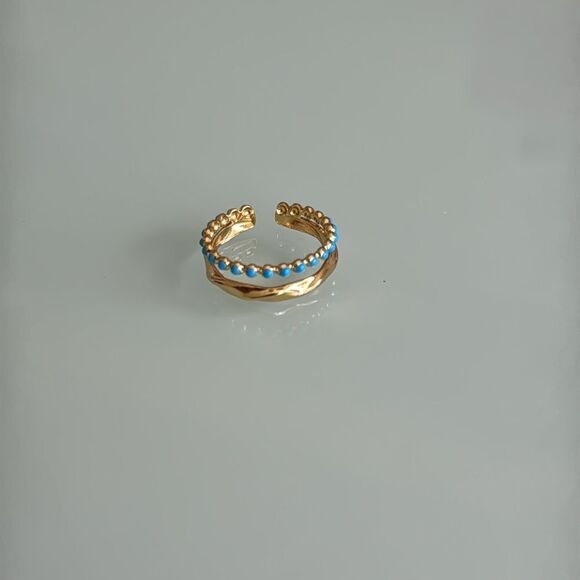 Elegant Gold and Turquoise Ring A1388 - Picture 4 of 4